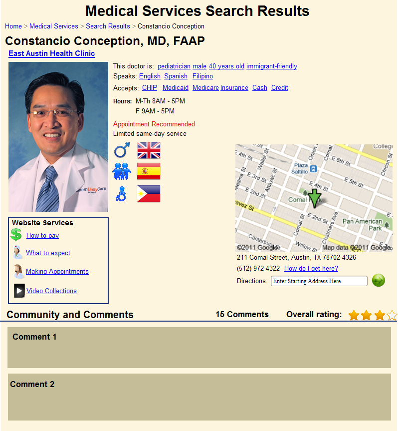 Medical Services Search Result